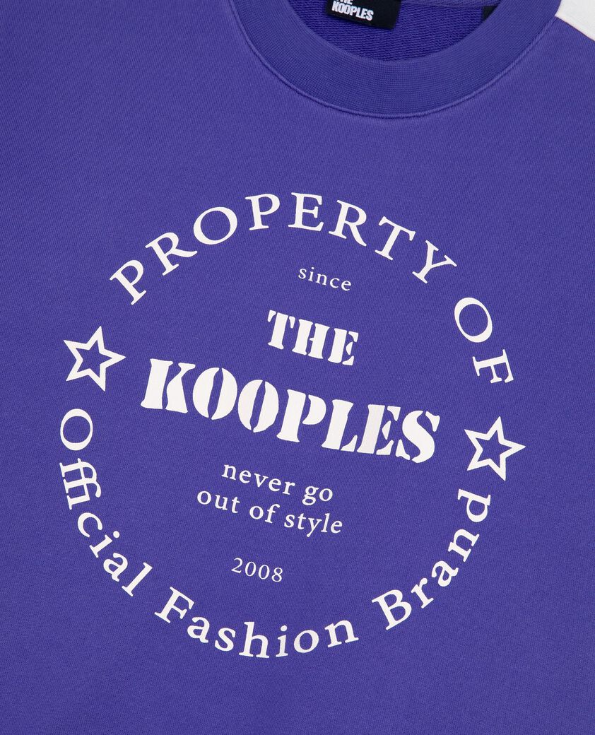 The Kooples FEMME ELECTRIC BLUE sweatshirt manches courtes avec s&eacute;rigraphie violet