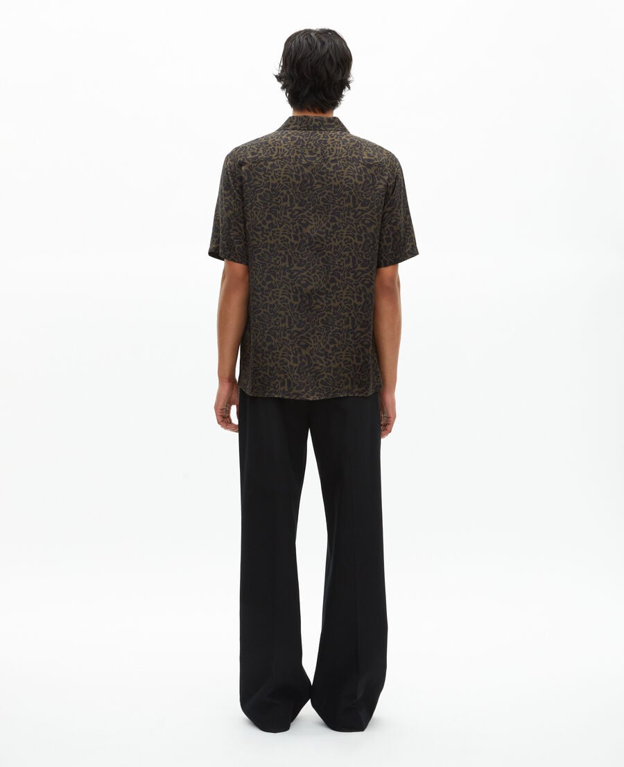 The Kooples HOMME BLACK KAKI chemise manches courtes imprim&eacute; l&eacute;opard kaki