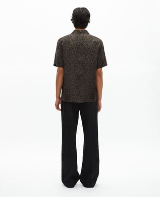 The Kooples HOMME BLACK KAKI chemise manches courtes imprim&eacute; l&eacute;opard kaki