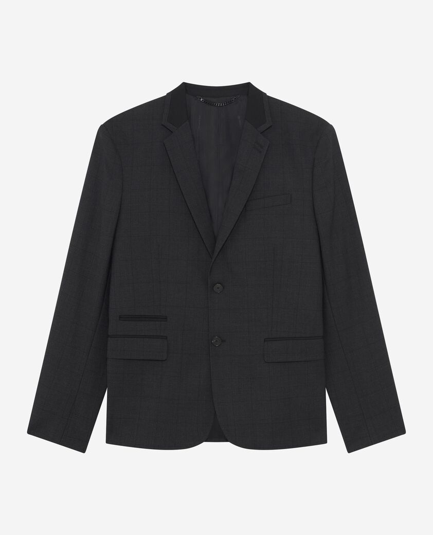 The Kooples HERREN BLACK schwarze karierte anzugjacke aus wolle