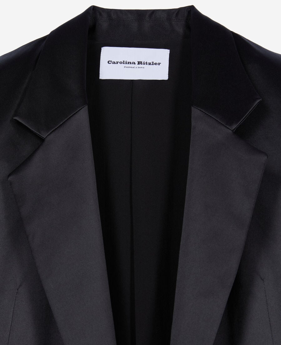 The Kooples F BLACK the kooples x carolina ritzler black satin coat