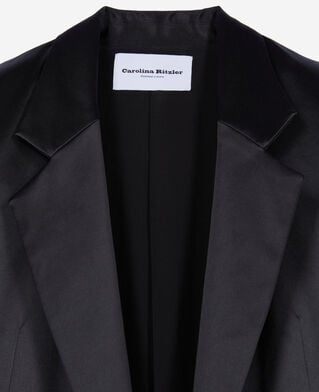 The Kooples F BLACK the kooples x carolina ritzler black satin coat