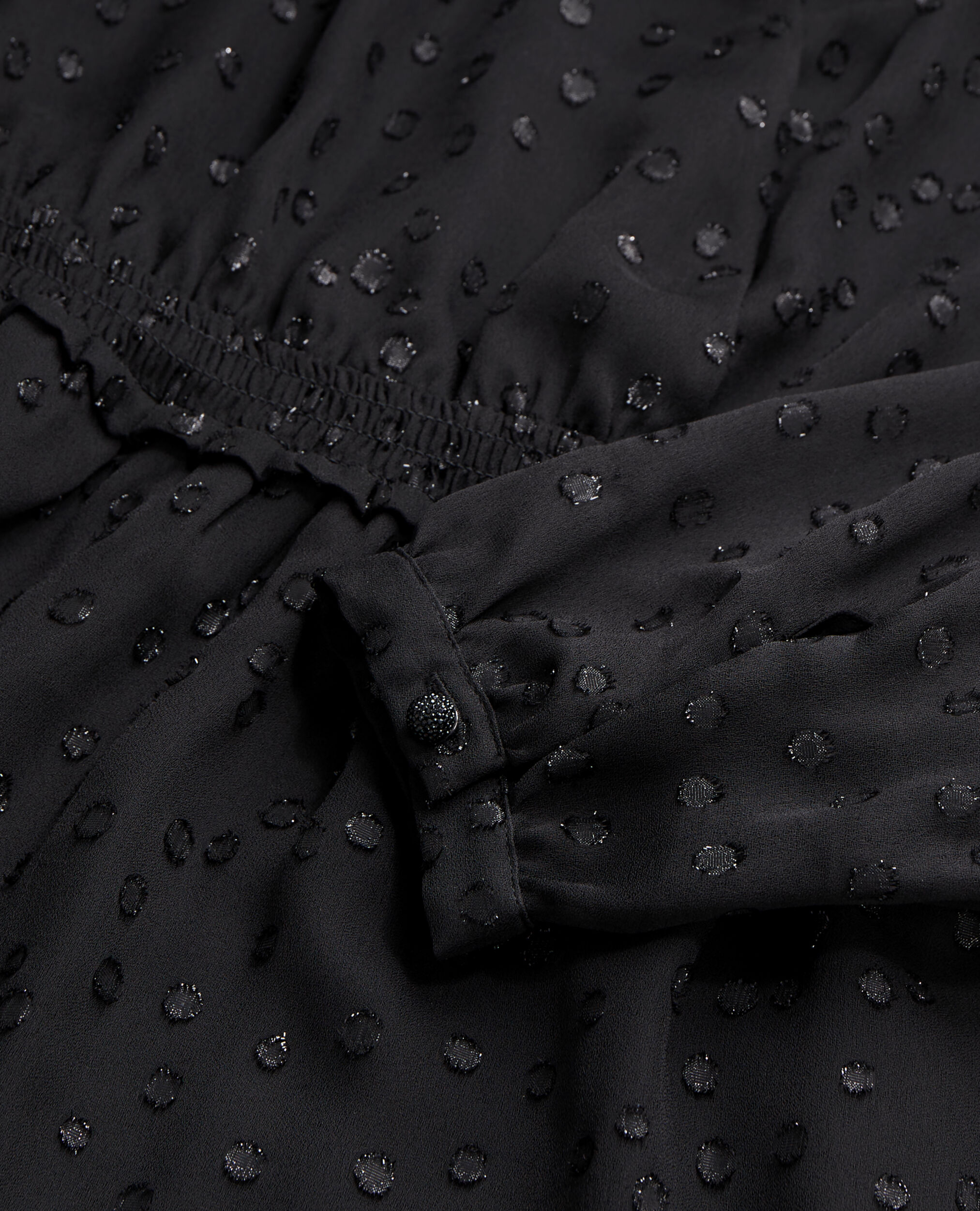 Short black dress with silver polka dots, BLACK, hi-res image number null