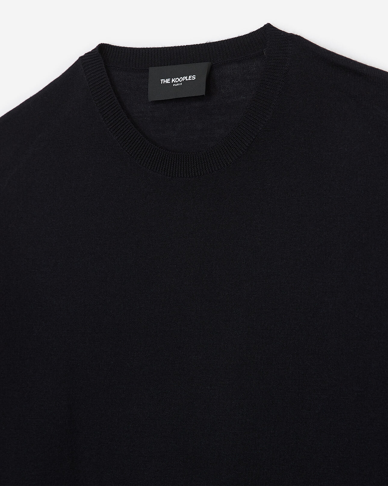 The Kooples MEN DARK NAVY slim blue wool sweater with crew neck