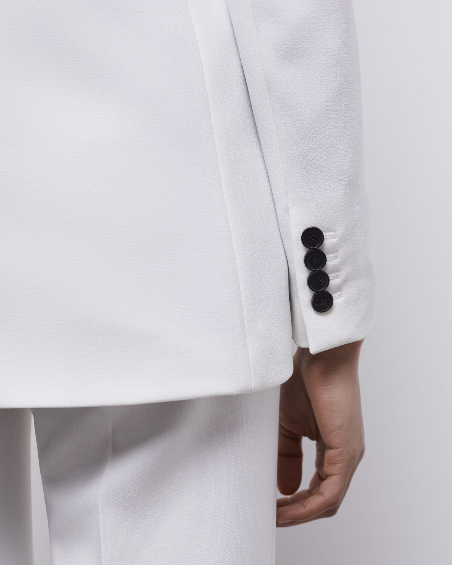 White crêpe suit jacket, ECRU, hi-res image number null