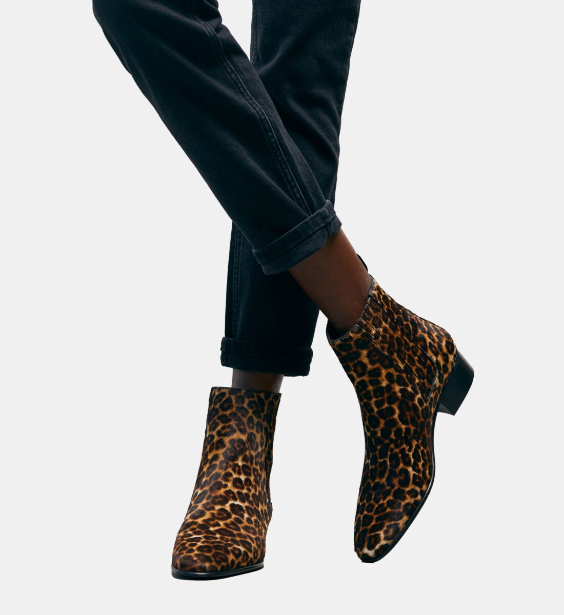 Black boots with leopard print sale