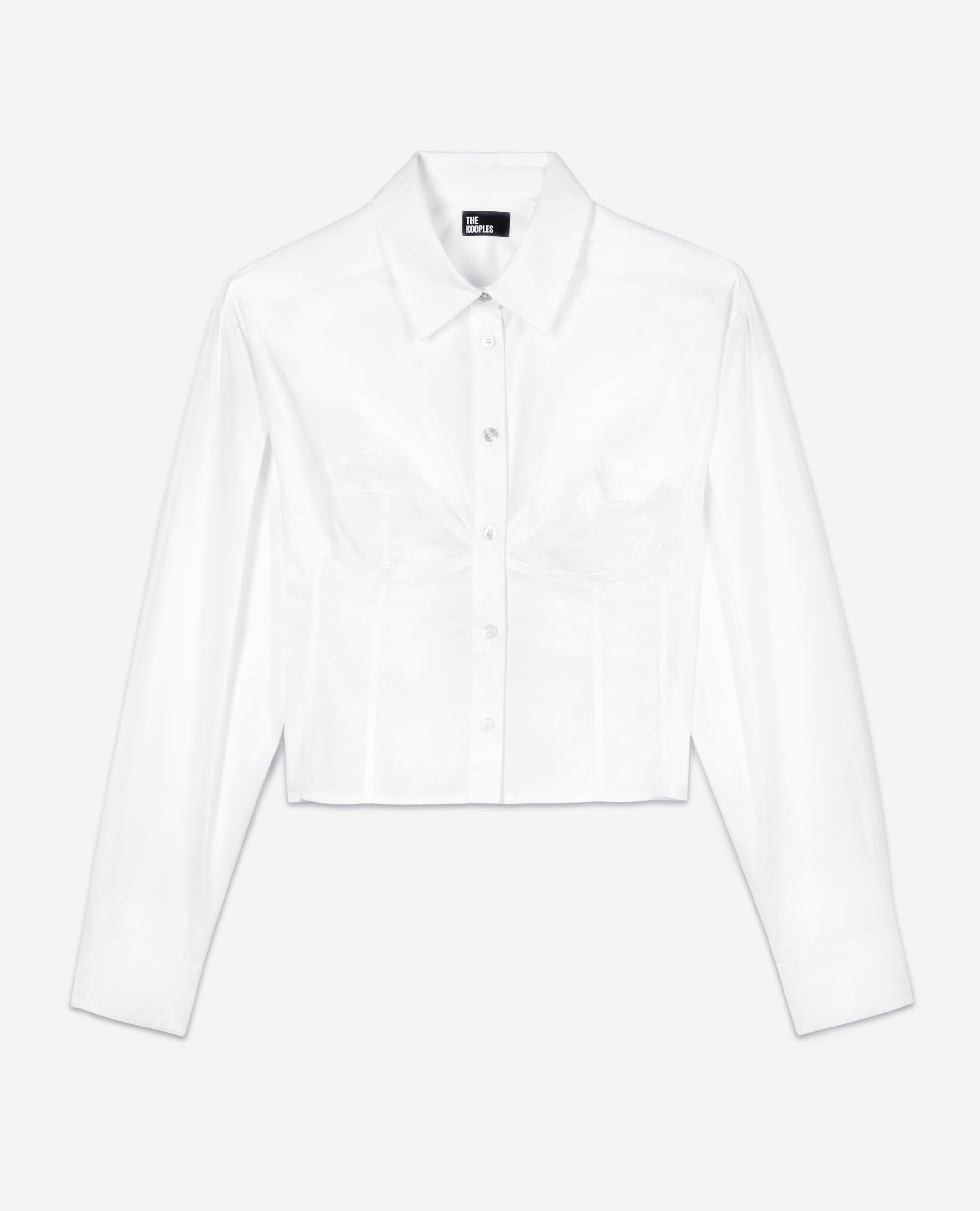 White shirt with corset style stitching, WHITE, hi-res image number null