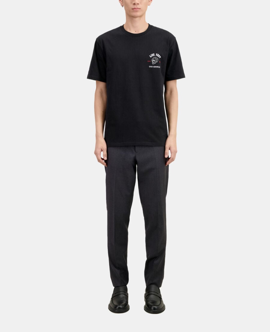 The Kooples HERREN BLACK schwarzes t-shirt mit „live fast“-schriftzug