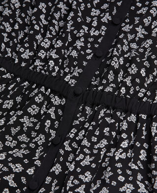 The Kooples F BLACK-ECRU long printed dress with buttoning