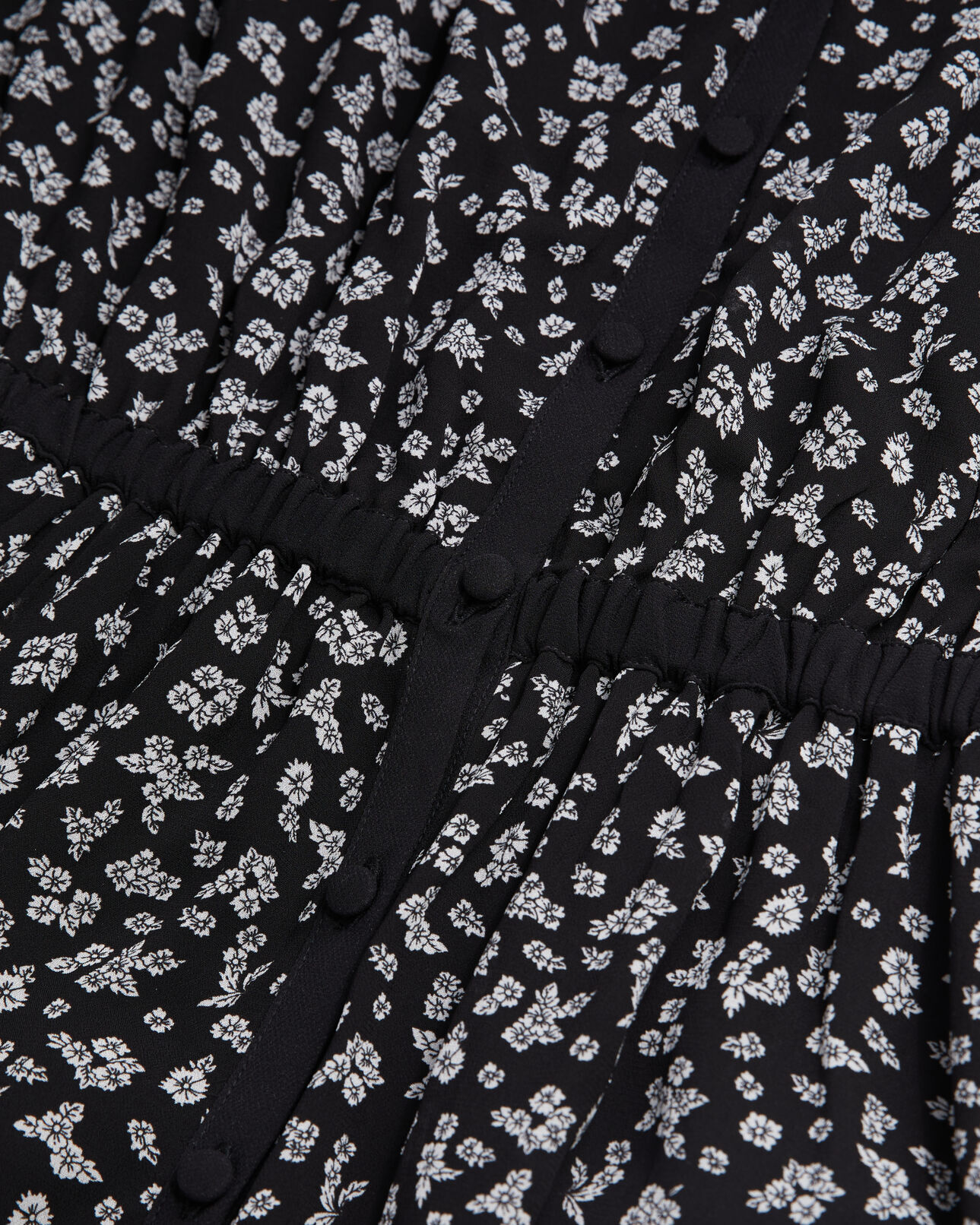 The Kooples WOMEN BLACK-ECRU long printed dress with buttoning