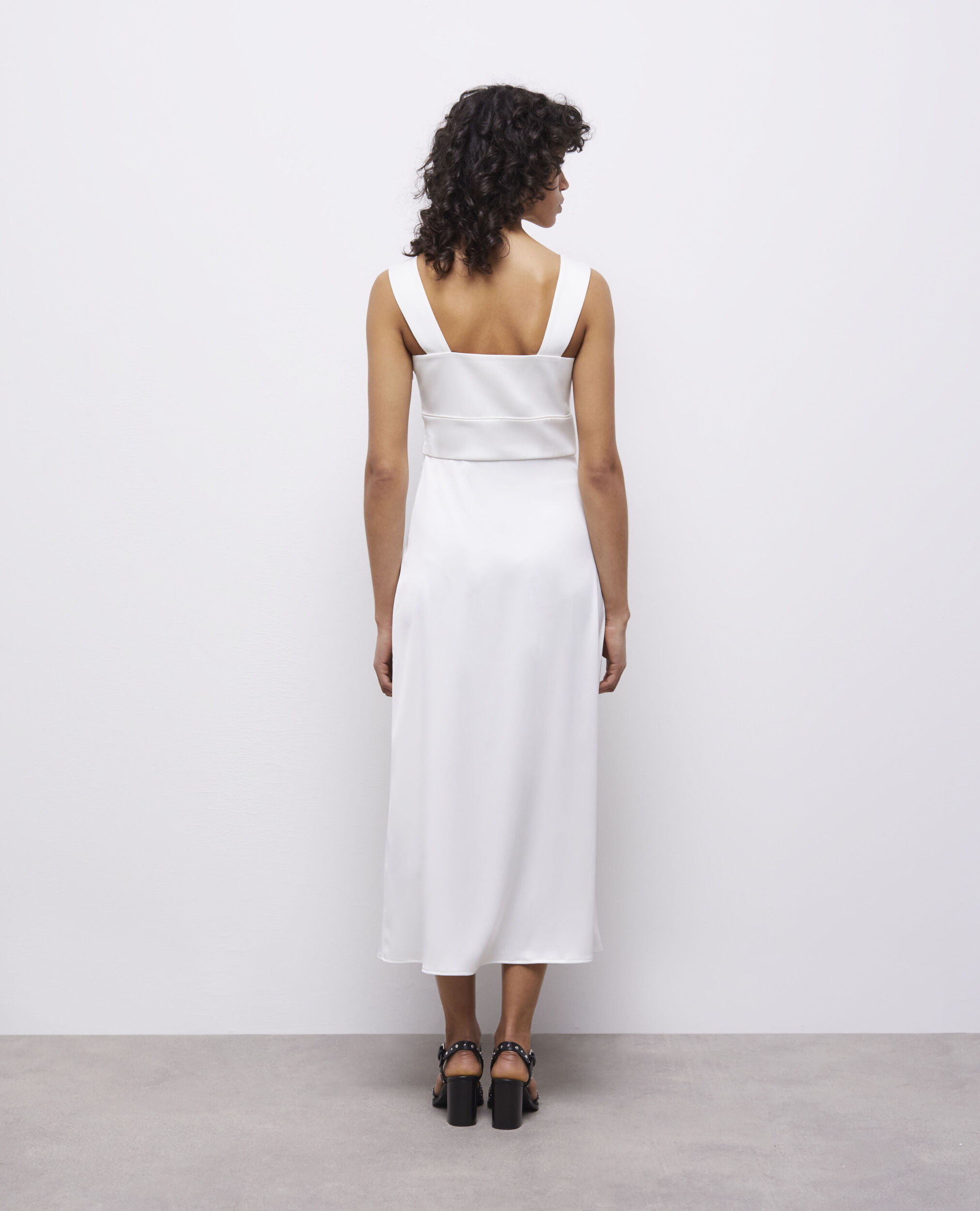 Vestido largo blanco botonadura, ECRU, hi-res image number null
