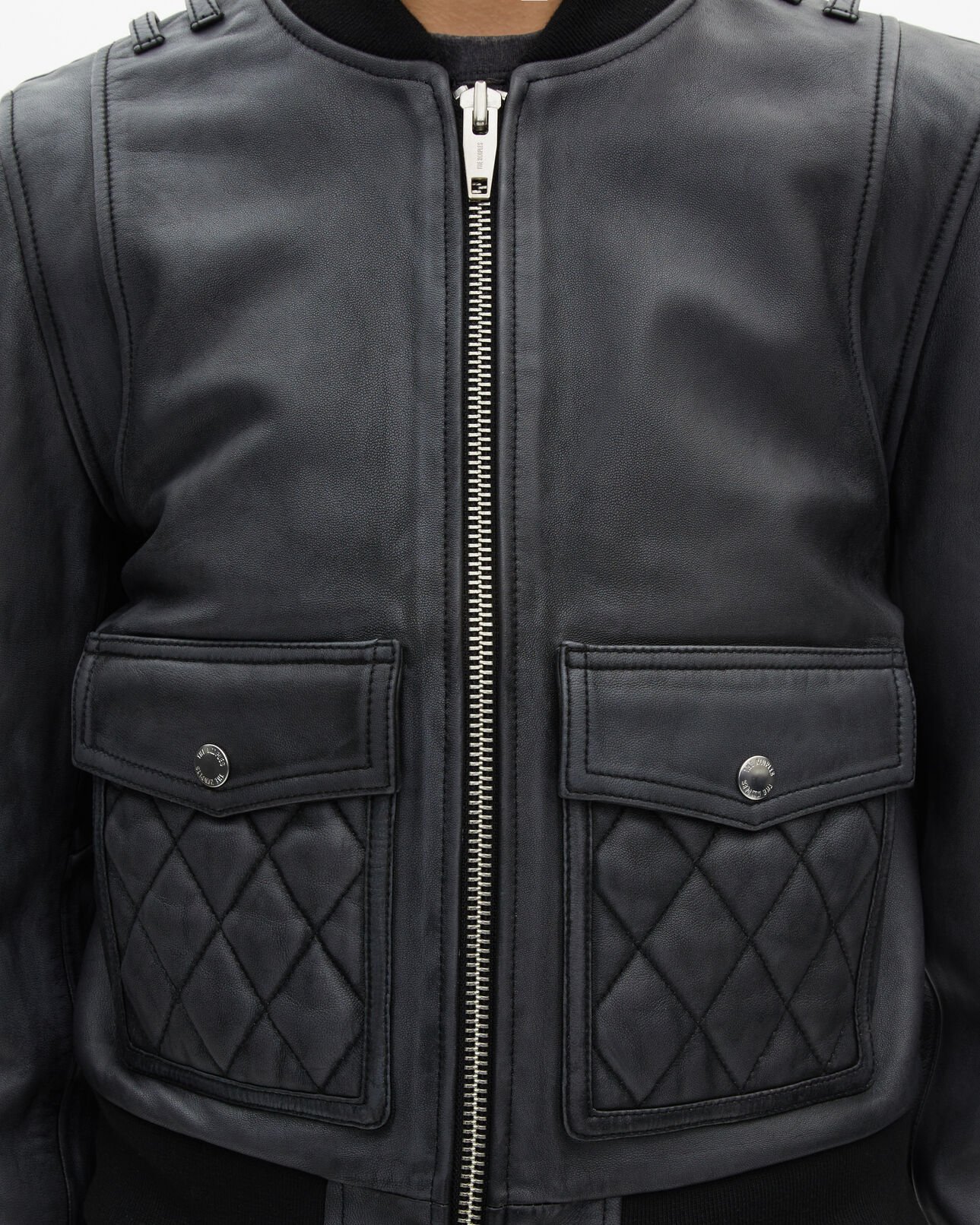 The Kooples WOMEN BLACK WASHED black leather jacket