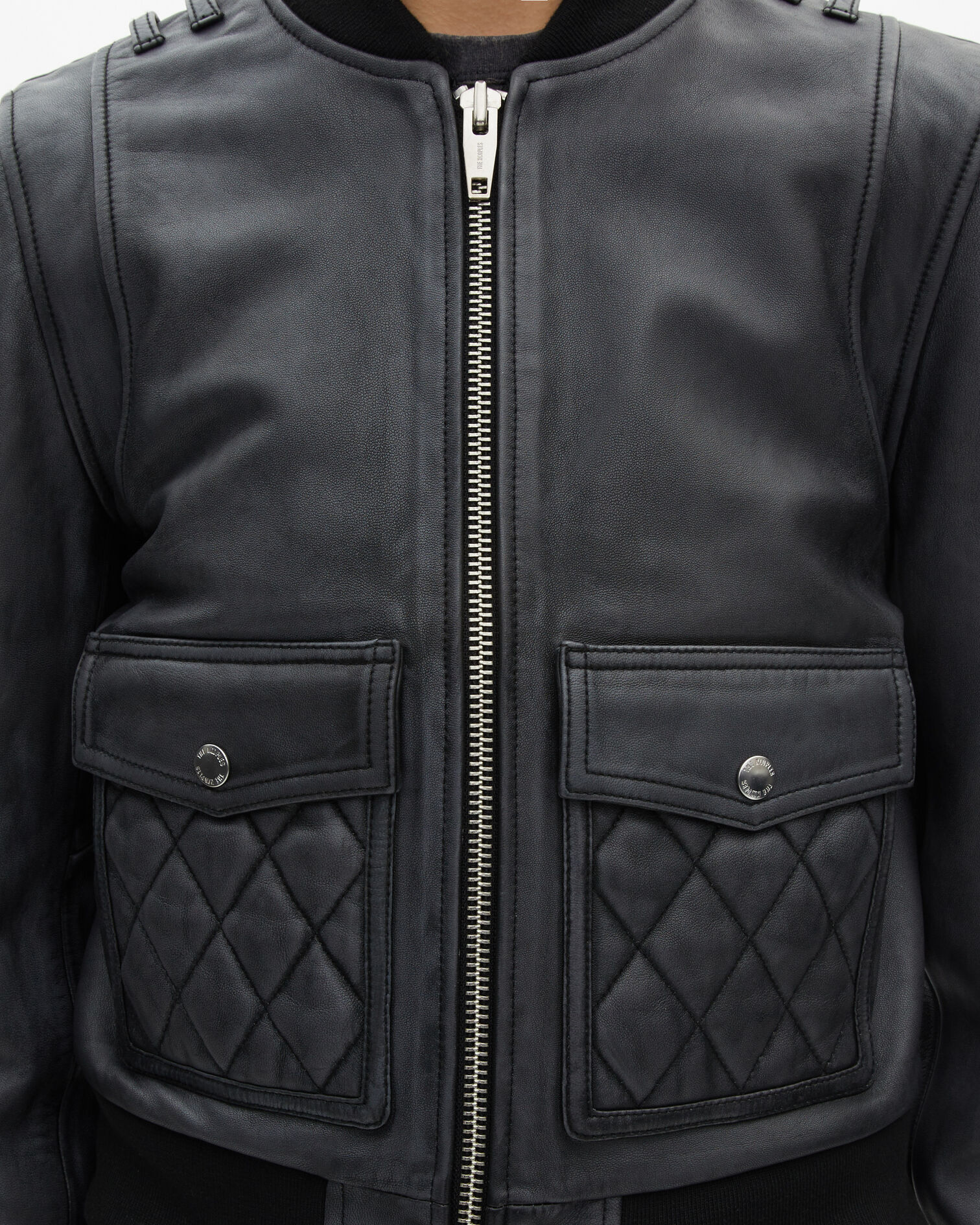 Black leather jacket, BLACK WASHED, hi-res image number null