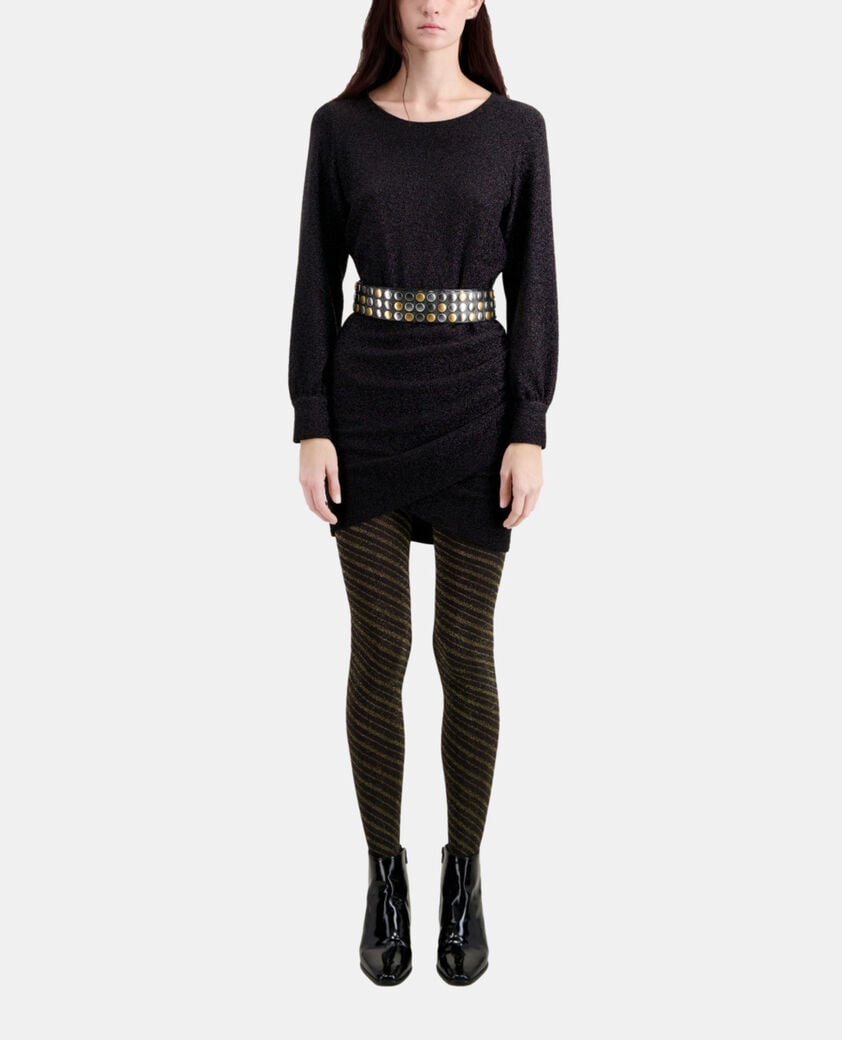 The Kooples FEMME BLACK robe courte noire effet pailleté