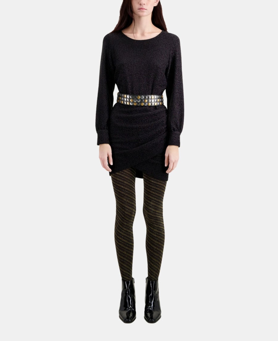 The Kooples FEMME BLACK robe courte noire effet pailleté