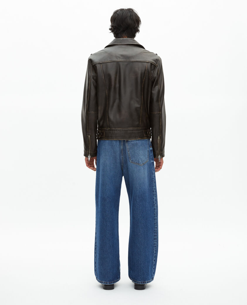 The Kooples HOMME BLACK USED LIGHT blouson style biker en cuir noir