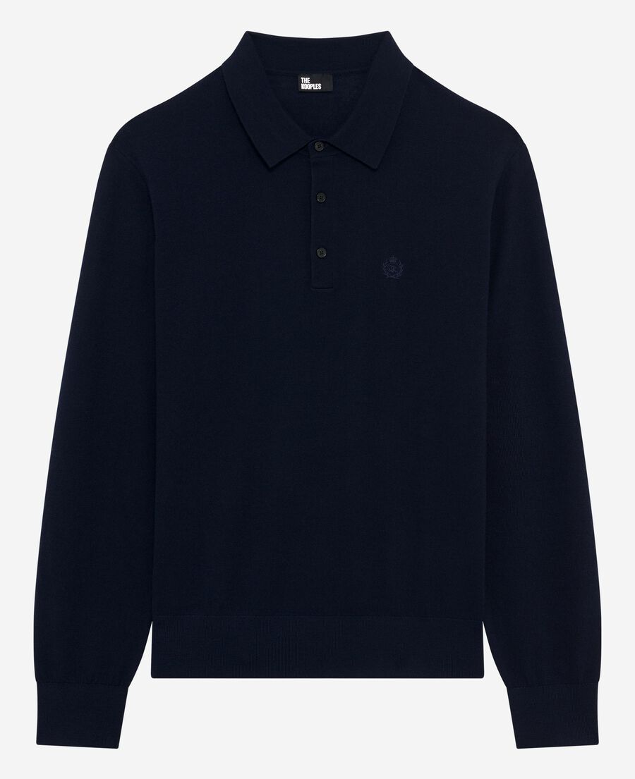 The Kooples HOMME NAVY pull col polo en laine mérinos marine