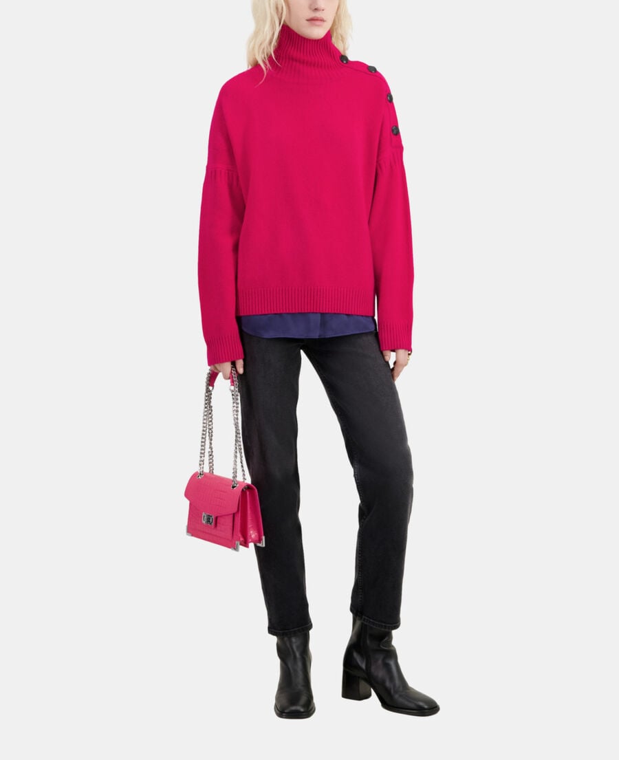 The Kooples WOMEN CHERRY fuchsia wool and cashmere sweater with buttons