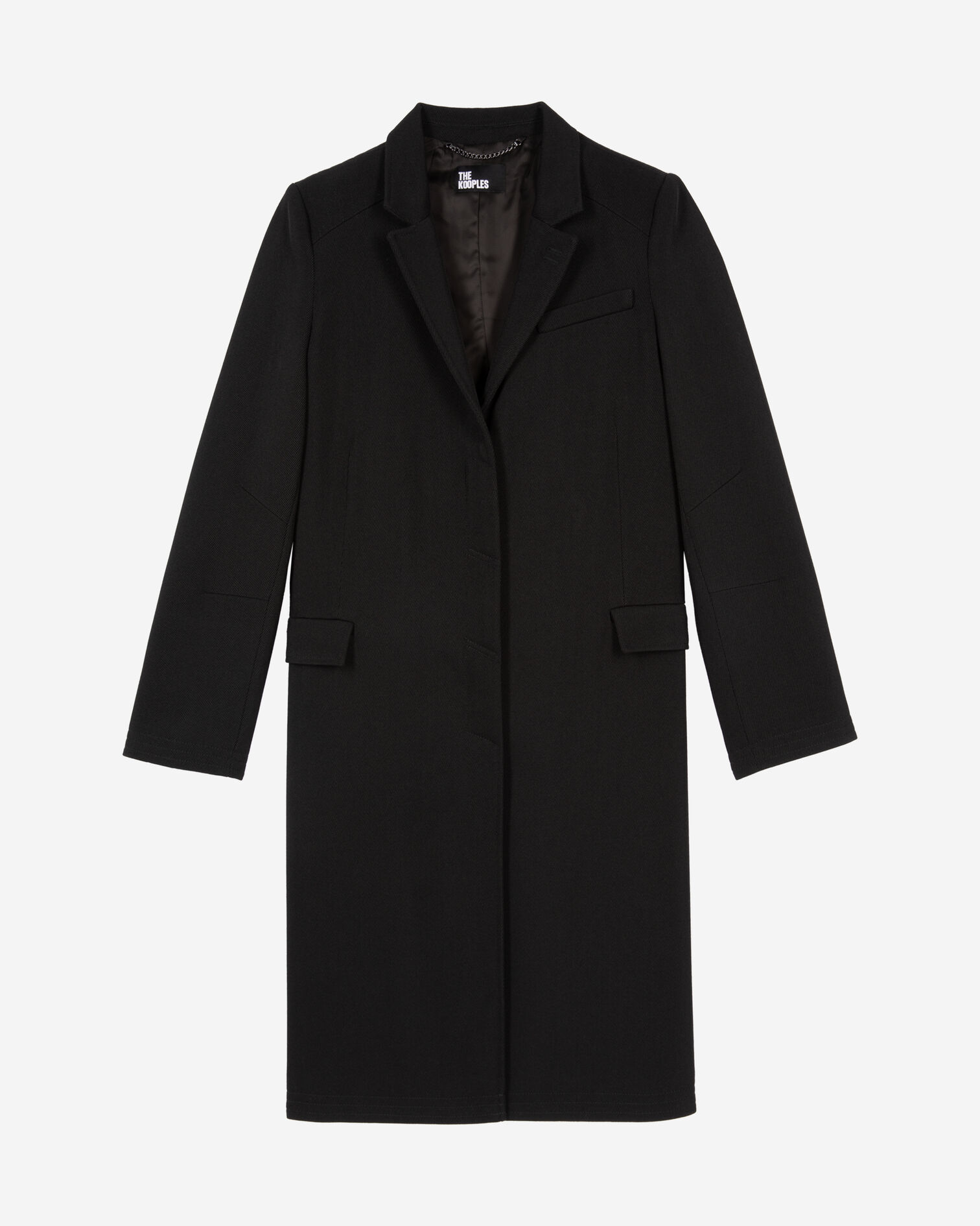 Long coat in black wool, BLACK, hi-res image number null