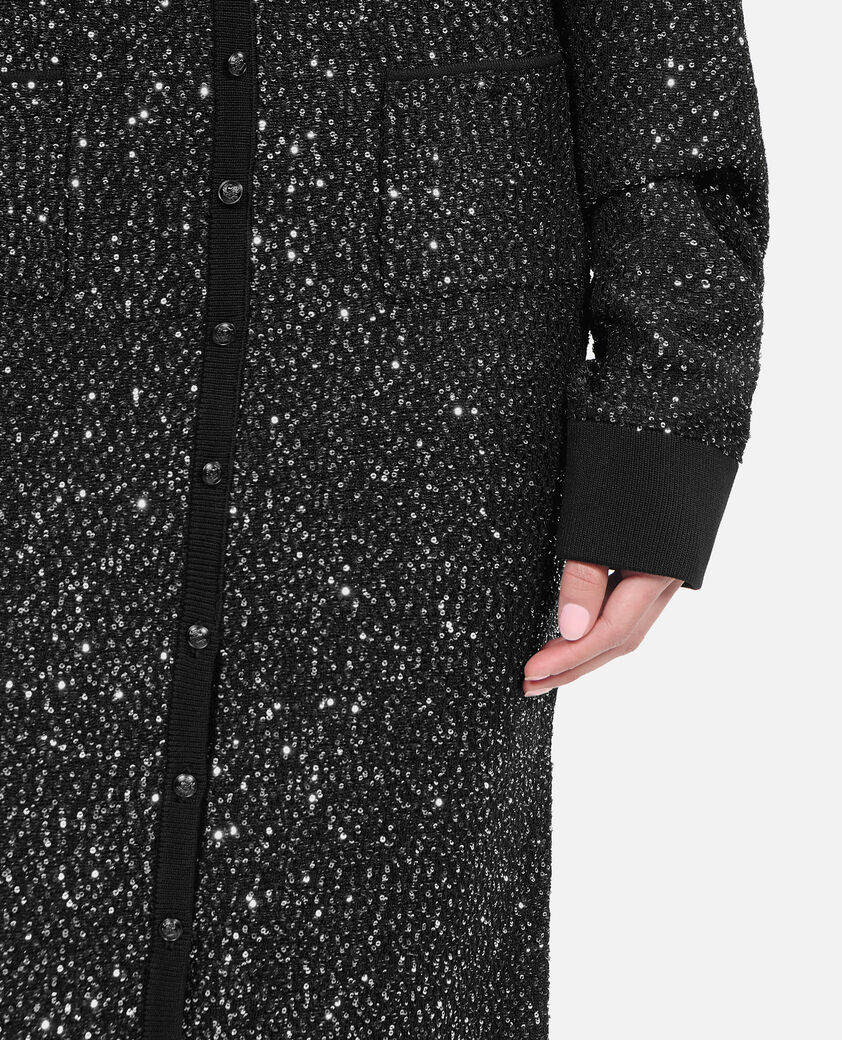 The Kooples DAMEN BLACK halblanger, schwarzer rock mit pailletten