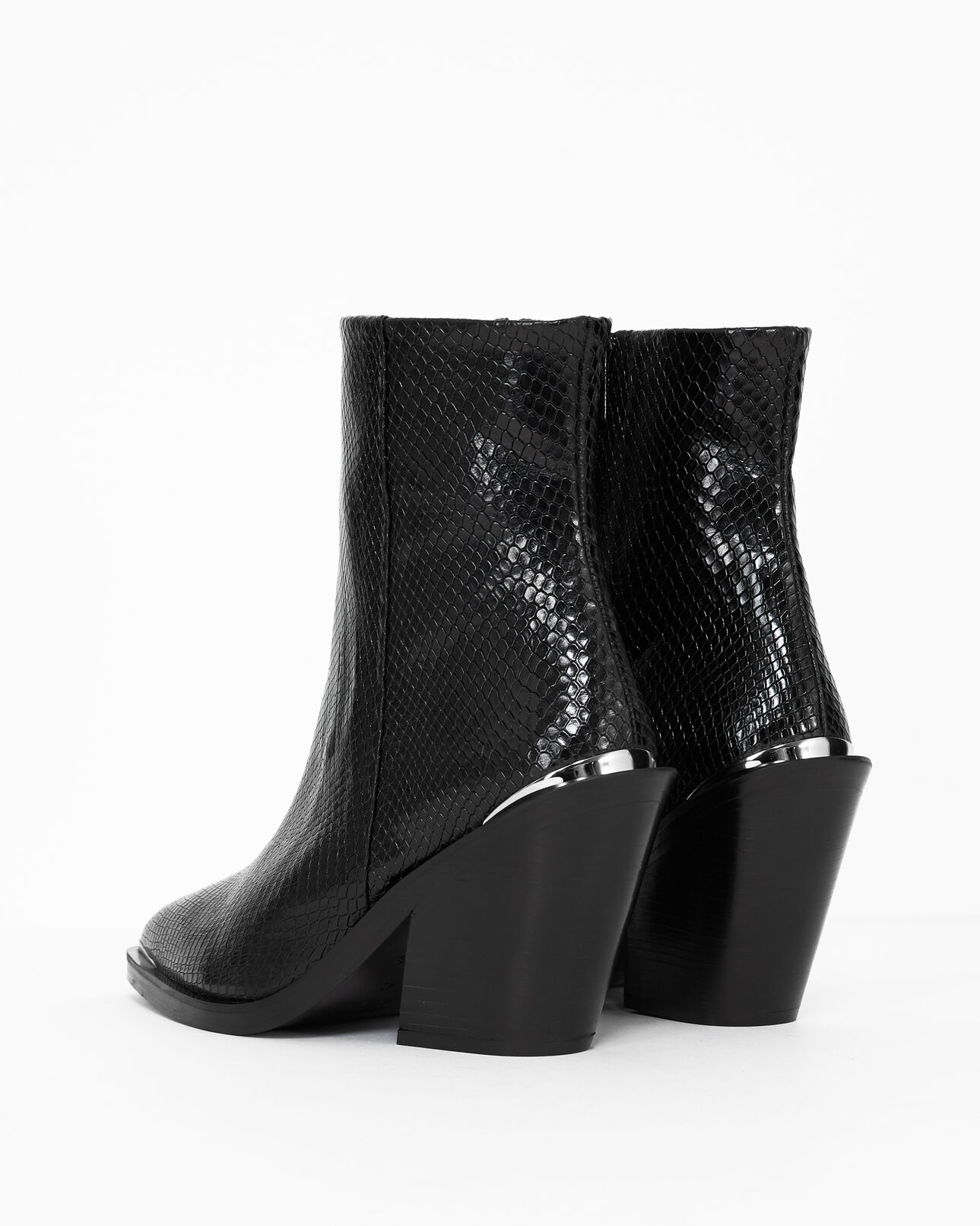 The Kooples MUJER BLACK botines negros tacón piel efecto pitón