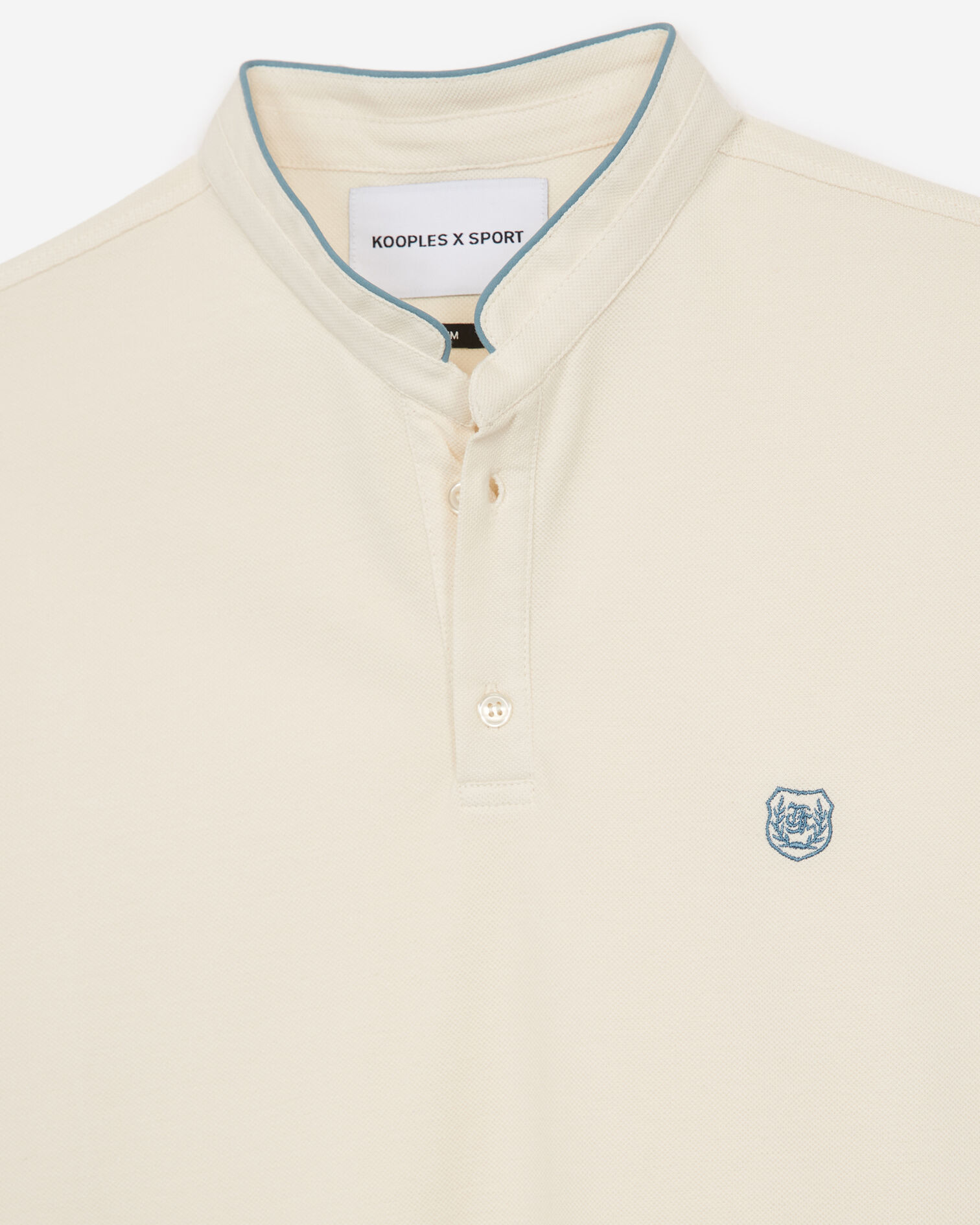 Polo coton beige à finitions bleu foncé, LIGHT BEIGE / STONE BLUE, hi-res image number null