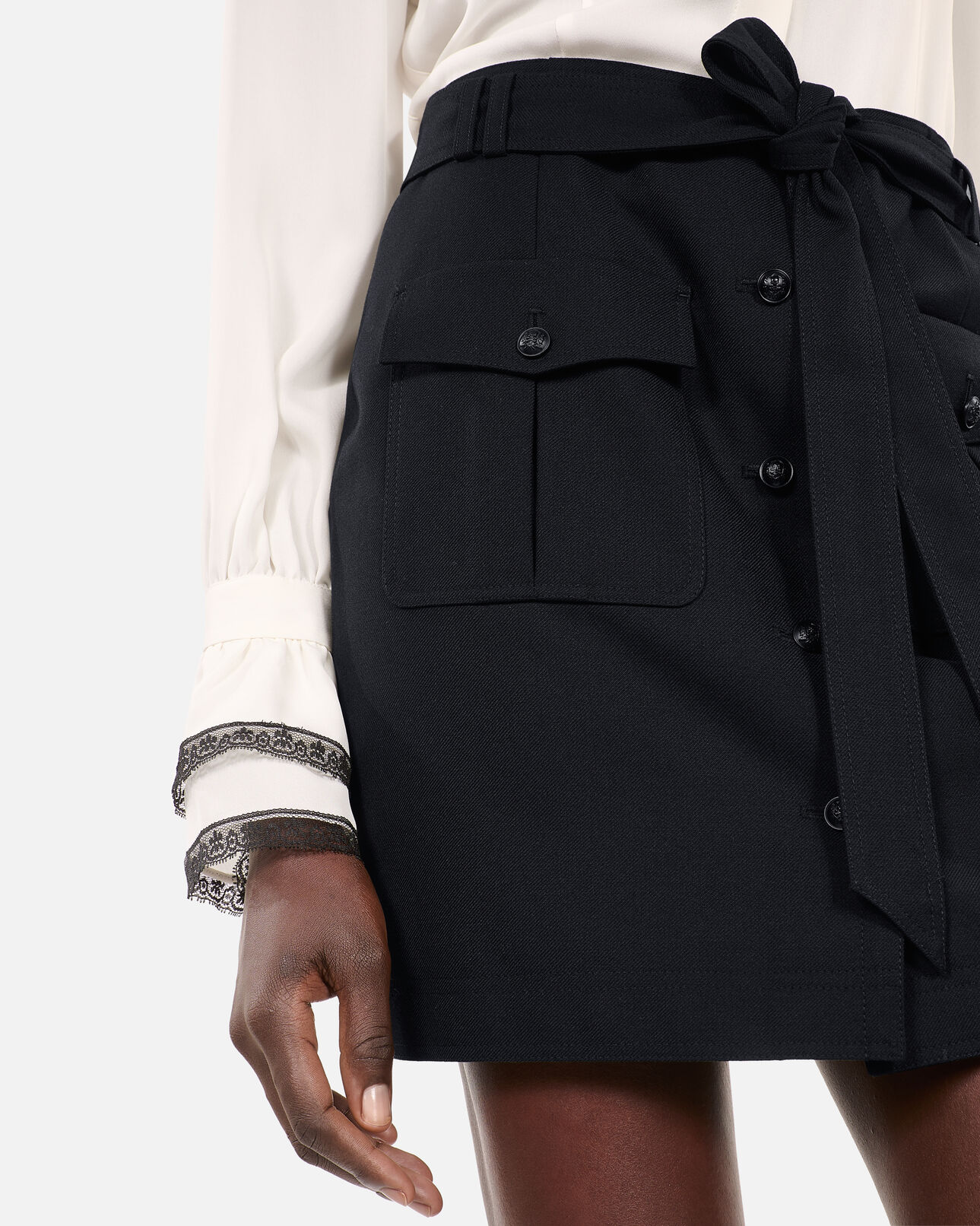 The Kooples FEMME BLACK jupe courte noire