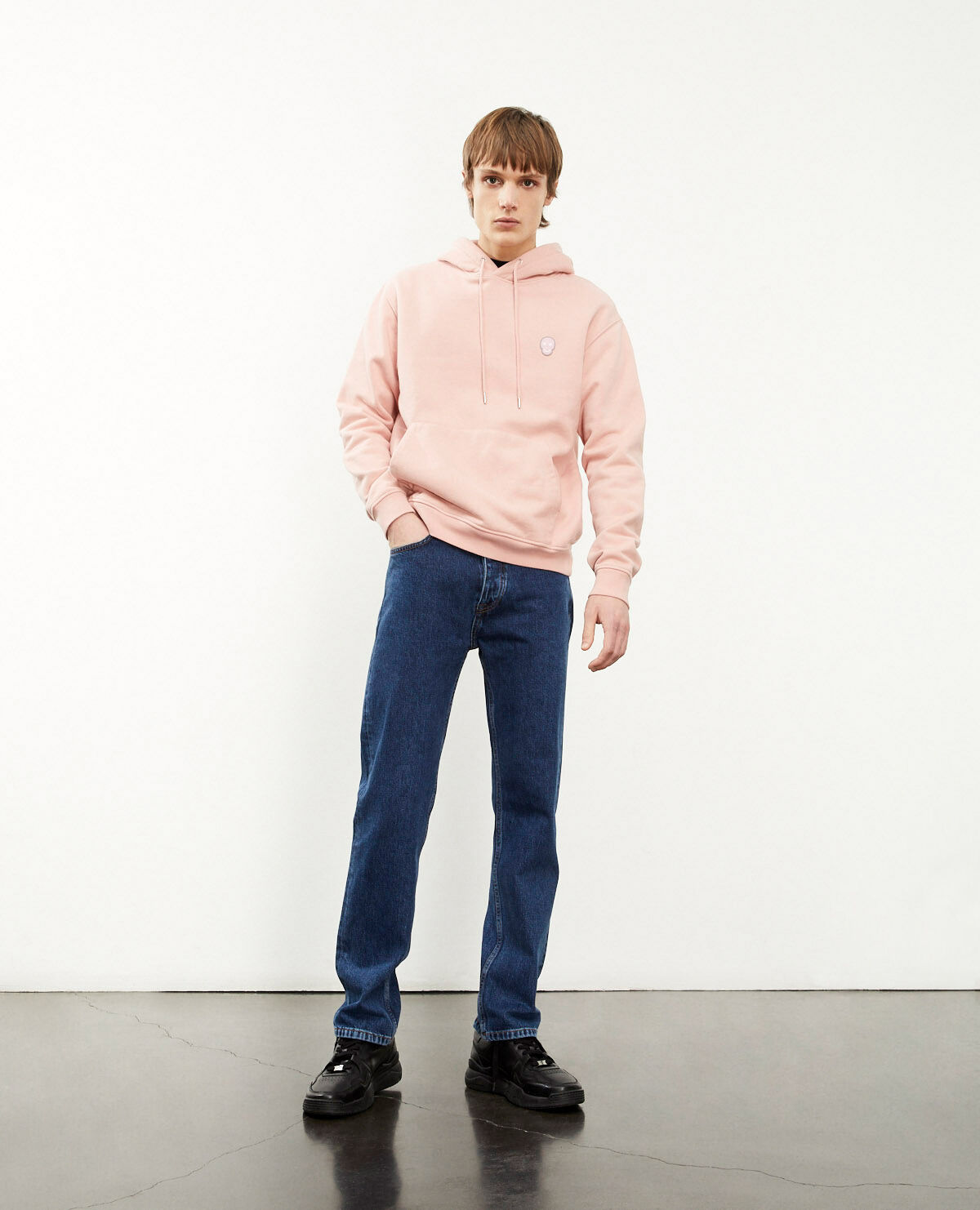Pale pink sweatshirt with hood and badge The Kooples UK