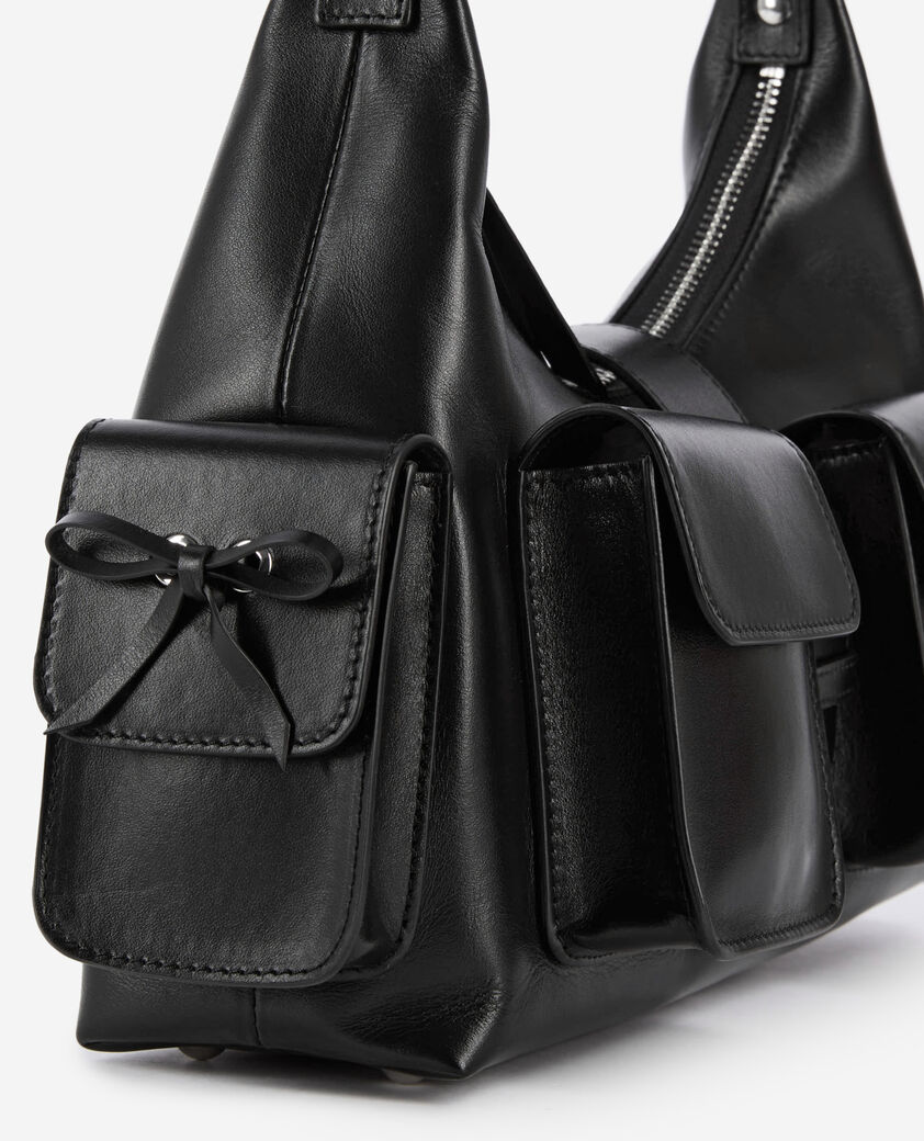 The Kooples FEMME BLACK sac amelia en cuir lisse noir