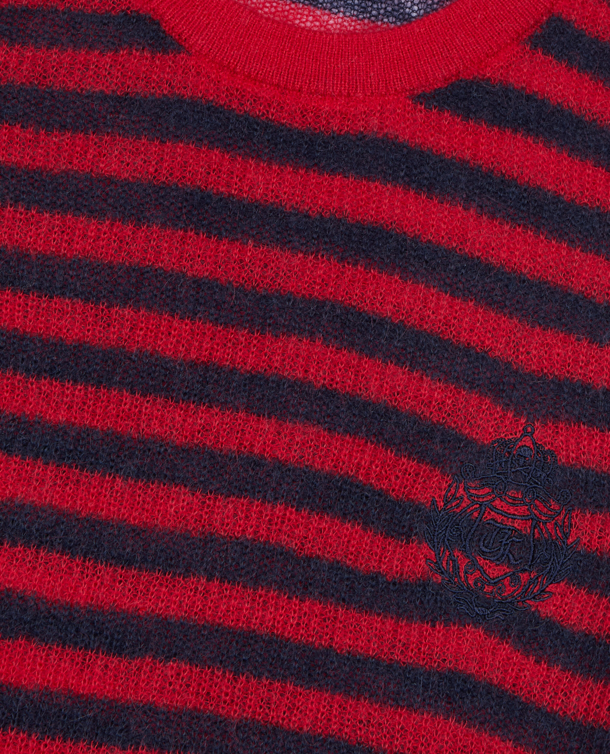 Women s Red and Navy Striped mohair sweater The Kooples US