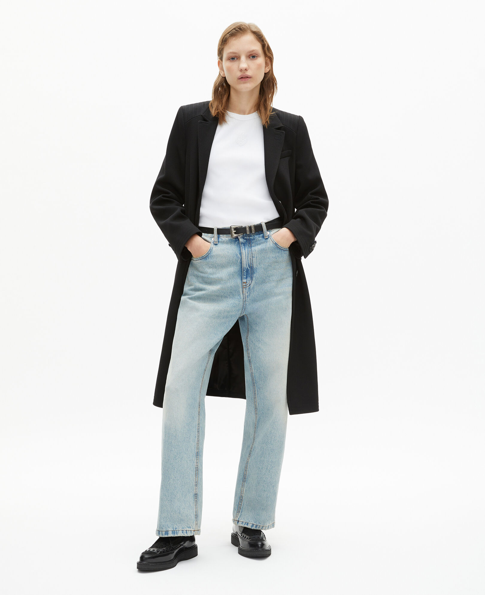 The Kooples MUJER BLACK abrigo largo lana negro