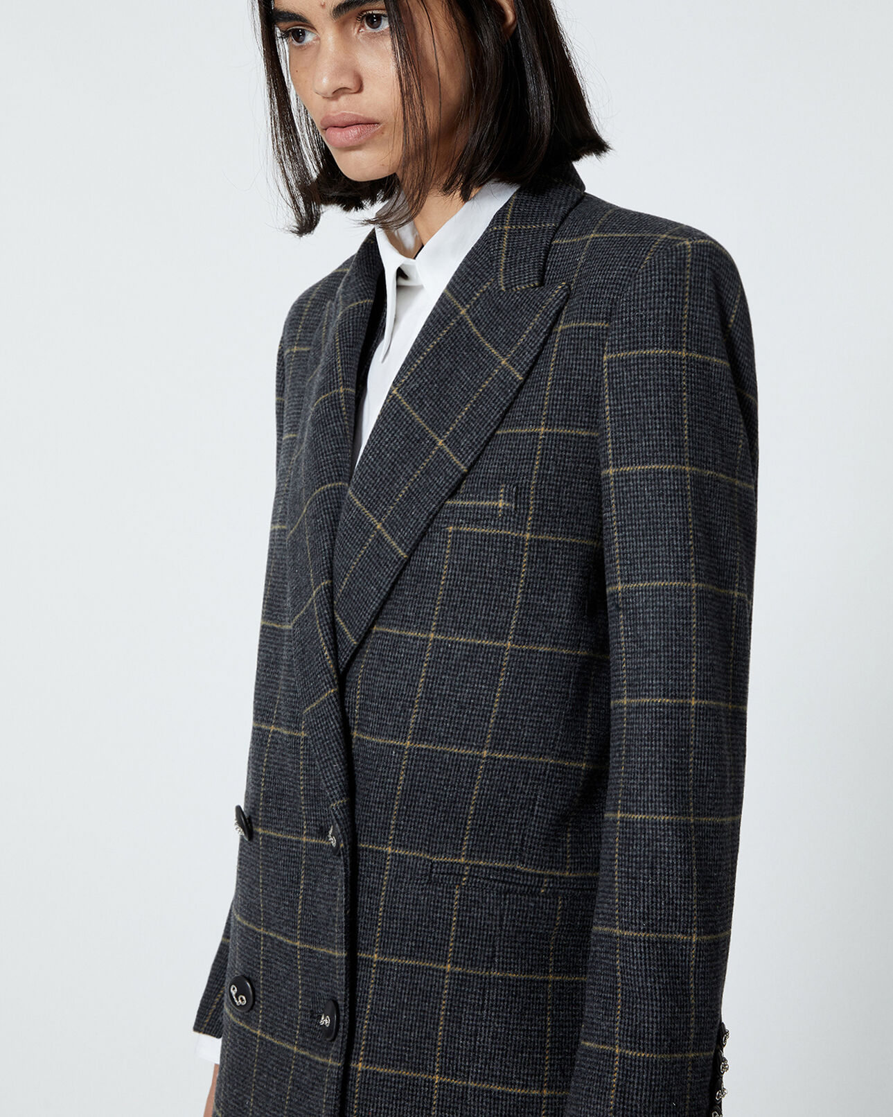 The Kooples WOMEN OCRE flowing jacket with prince-of-wales motif