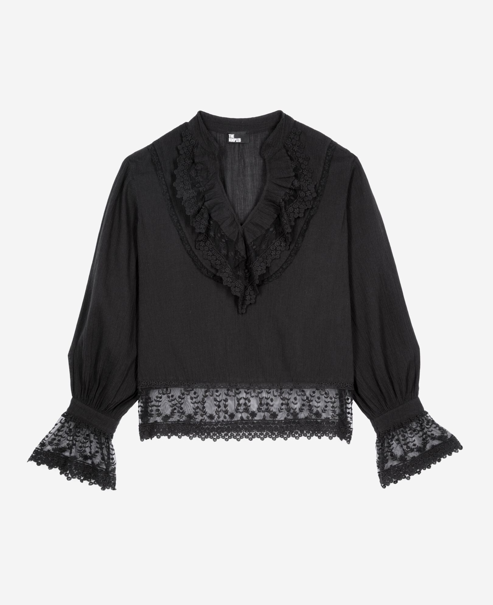 The Kooples WOMEN BLACK black guipure lace top