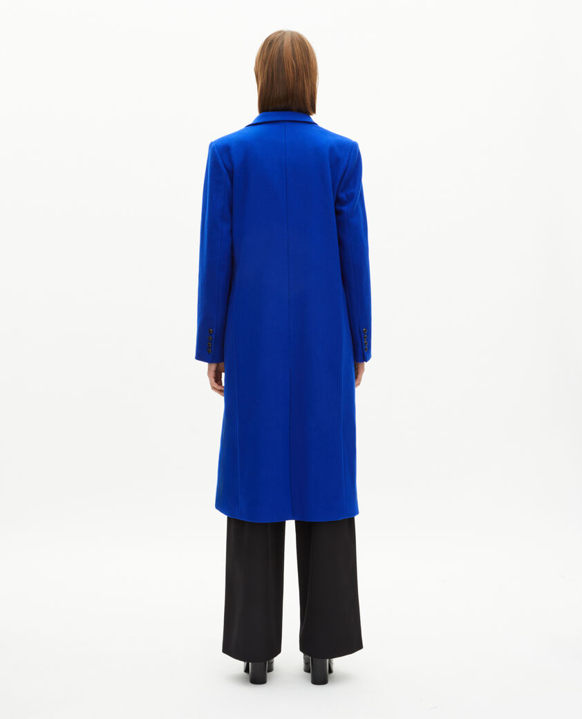The Kooples WOMEN ROYAL BLUE long electric blue wool double-breasted coat