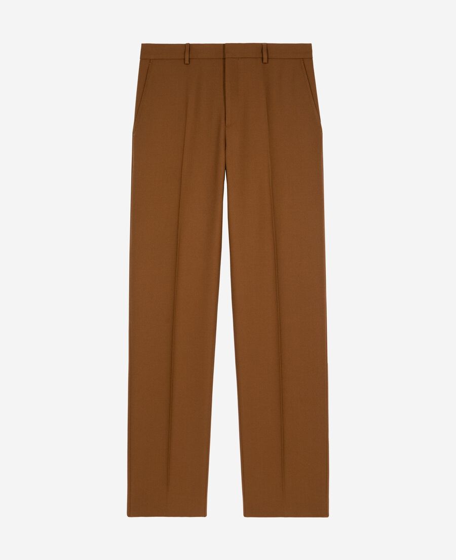 The Kooples MEN TABACCO brown wool straight suit pants