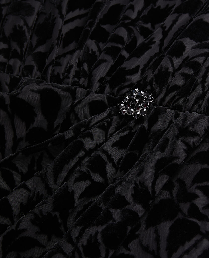 The Kooples FEMME BLACK robe courte noire en velours dévoré