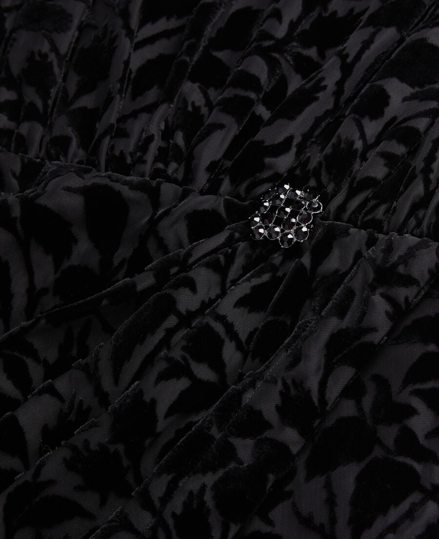 The Kooples FEMME BLACK robe courte noire en velours dévoré