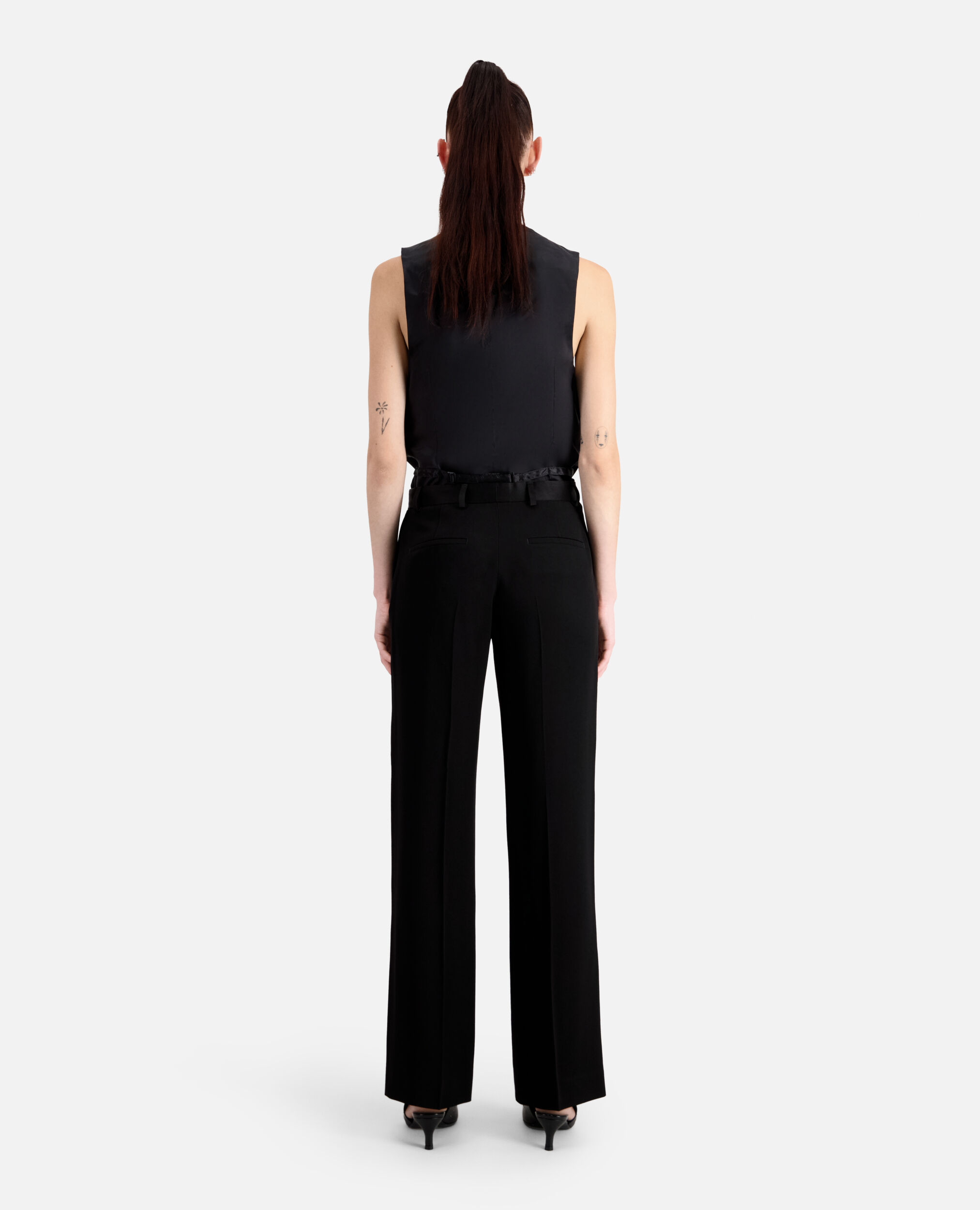 Black crepe suit trousers, BLACK, hi-res image number null