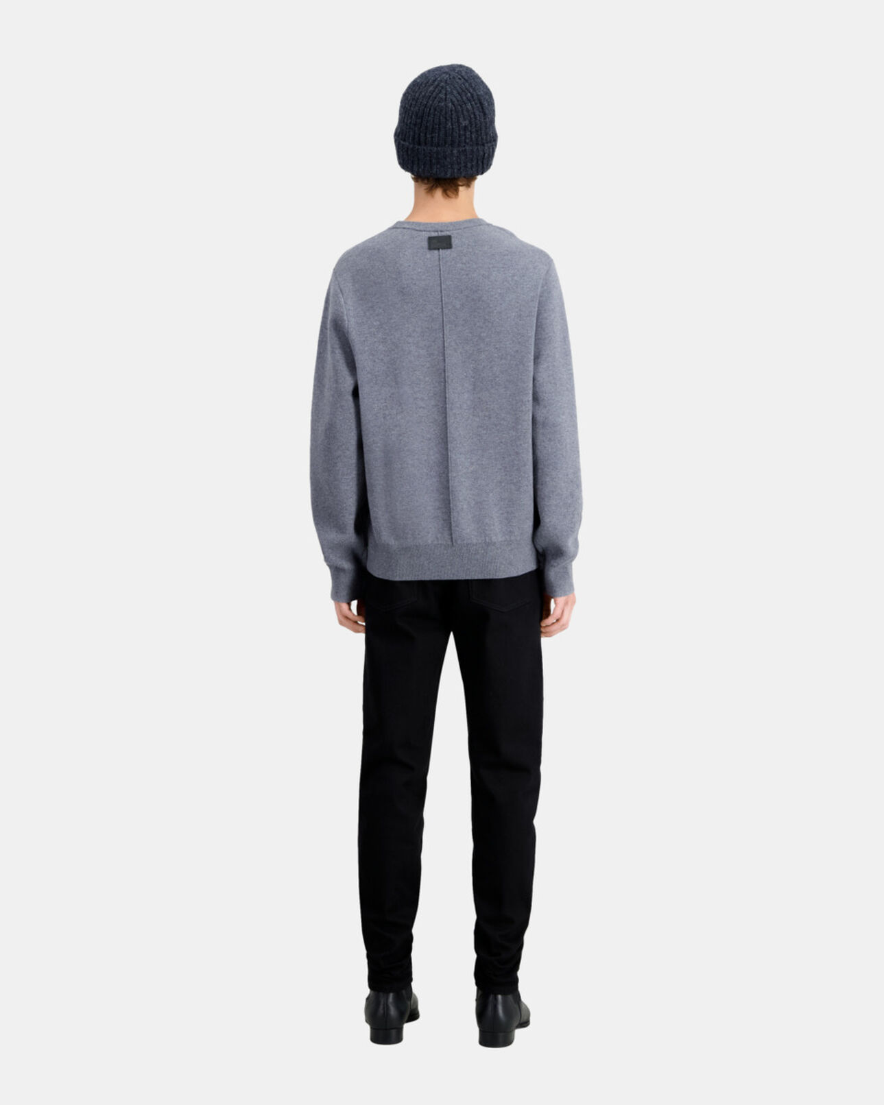 The Kooples MEN ANTHRACITE / BLACK dagger through heart grey sweater in wool blend