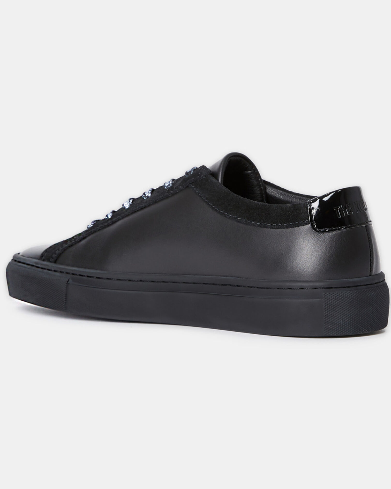 Black leather sneakers, BLACK, hi-res image number null