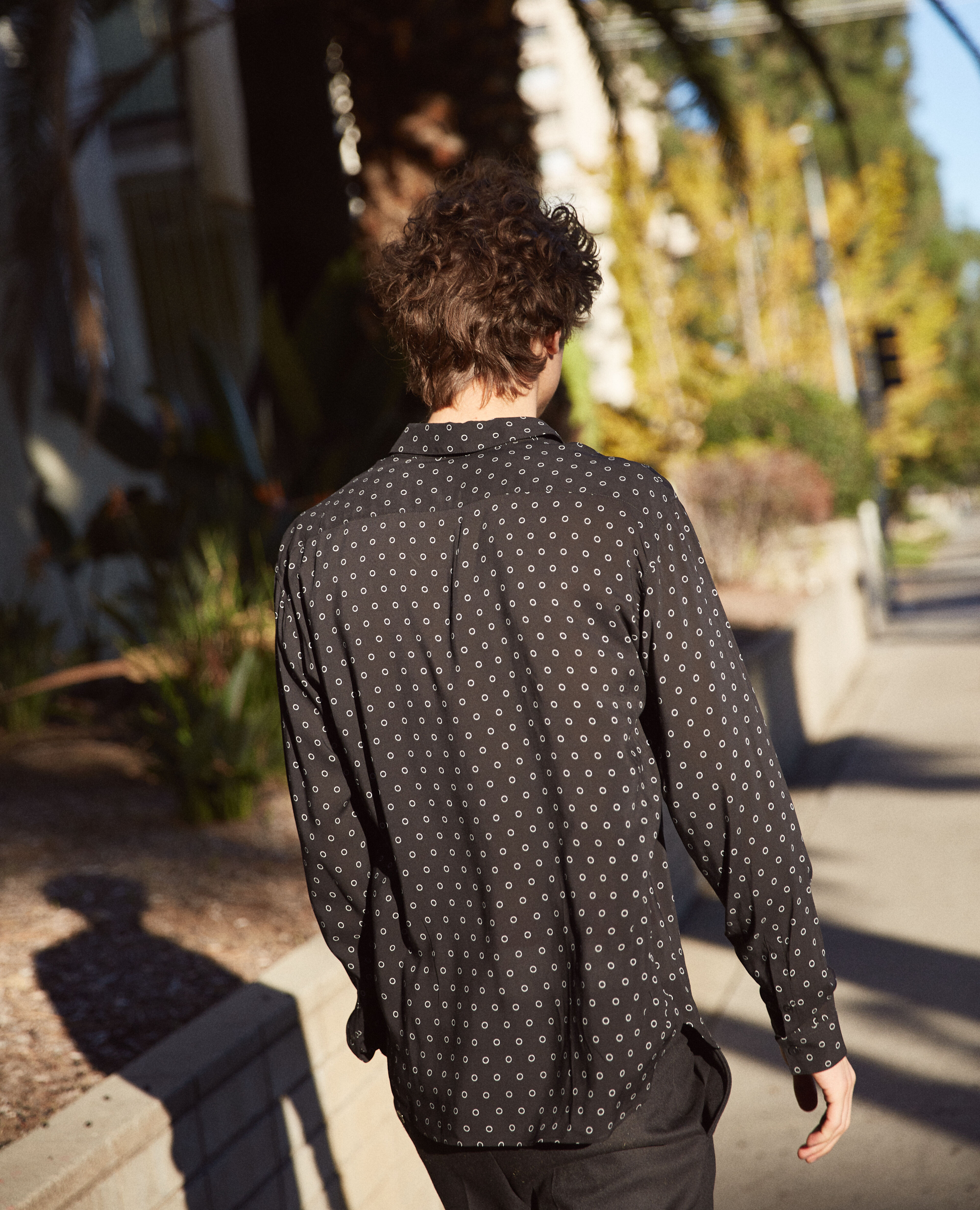 Black dress shirt with white polka dots best sale