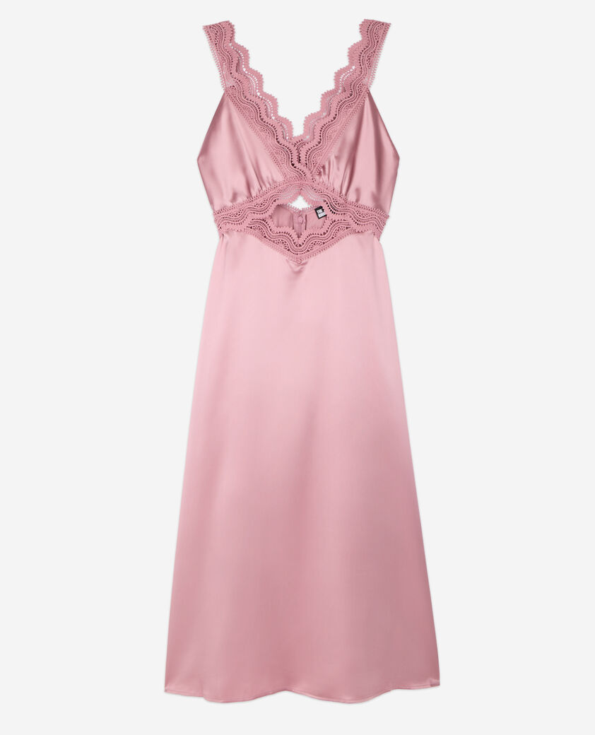 The Kooples FEMME PINK WOOD robe nuisette longue avec guipure lilas