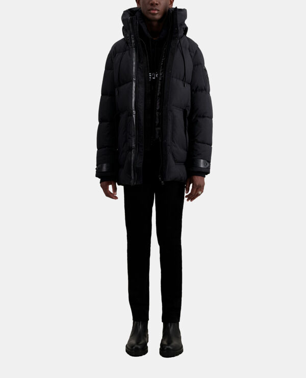 black hooded parka