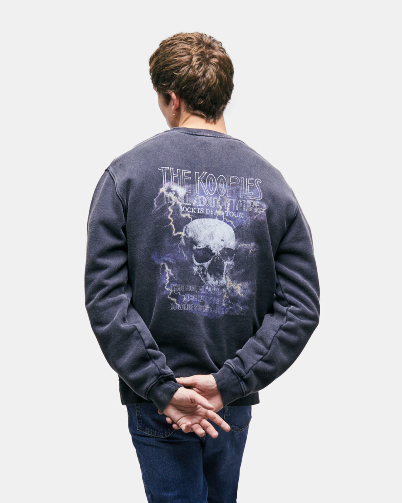 The Kooples HOMME BLACK WASHED sweatshirt imprimé noir