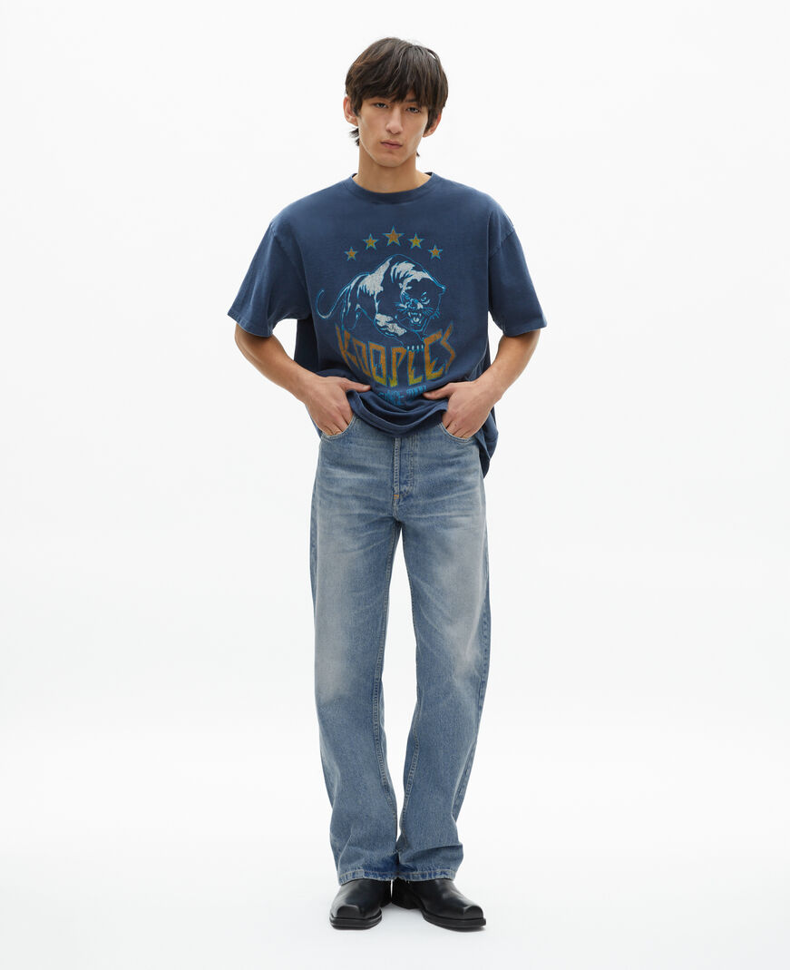 The Kooples MEN WASHED NAVY t-shirt with navy screen print