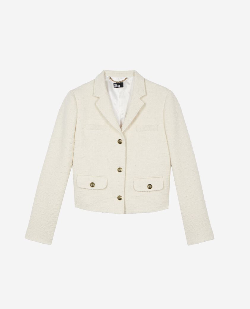The Kooples FEMME ECRU veste tailleur en tweed &eacute;crue