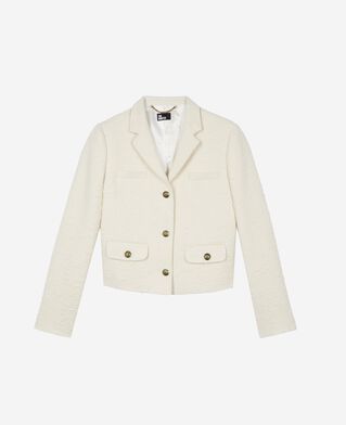 The Kooples FEMME ECRU veste tailleur en tweed &eacute;crue