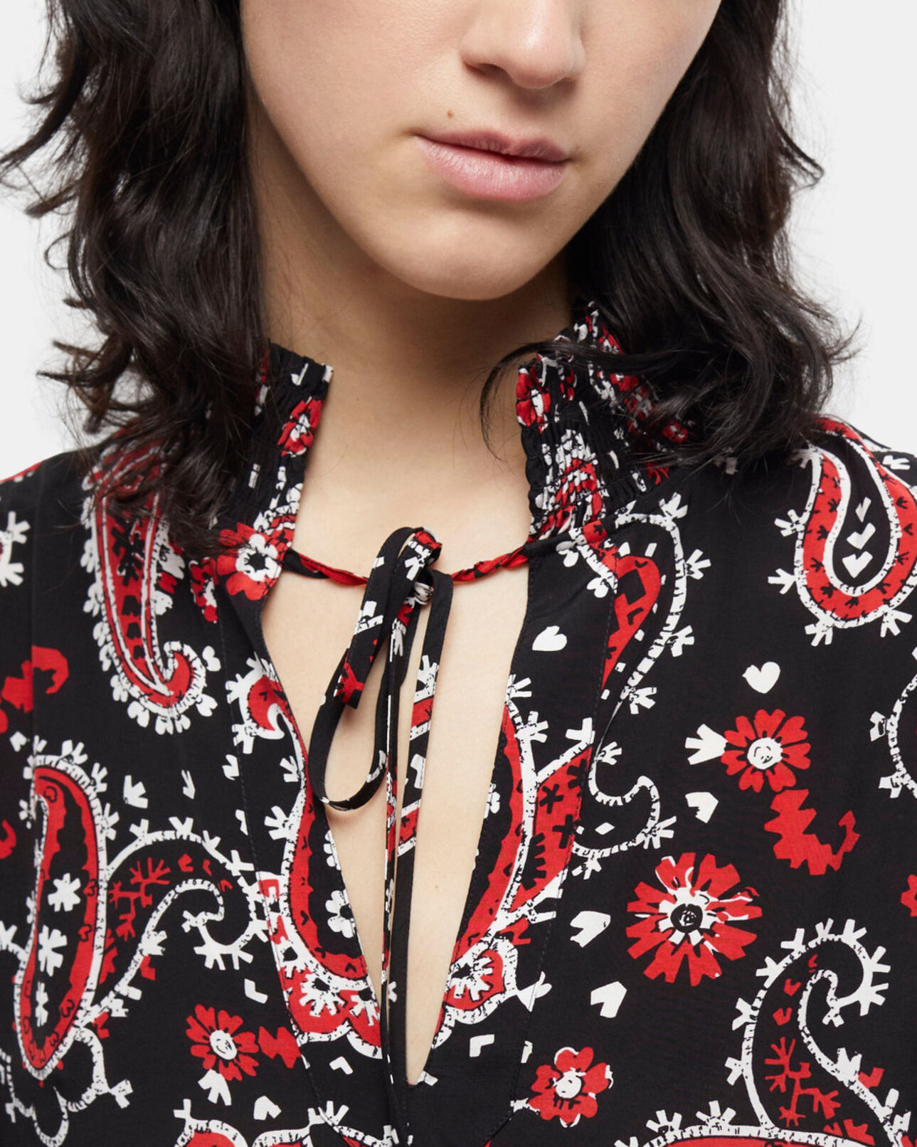 The Kooples WOMEN BLACK - RED short printed dress
