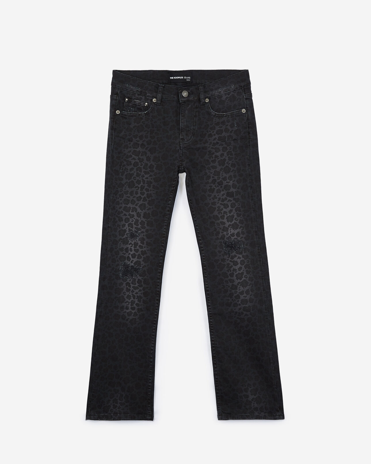 The Kooples FEMME LEOPARD BLACK jean noir effet léopard