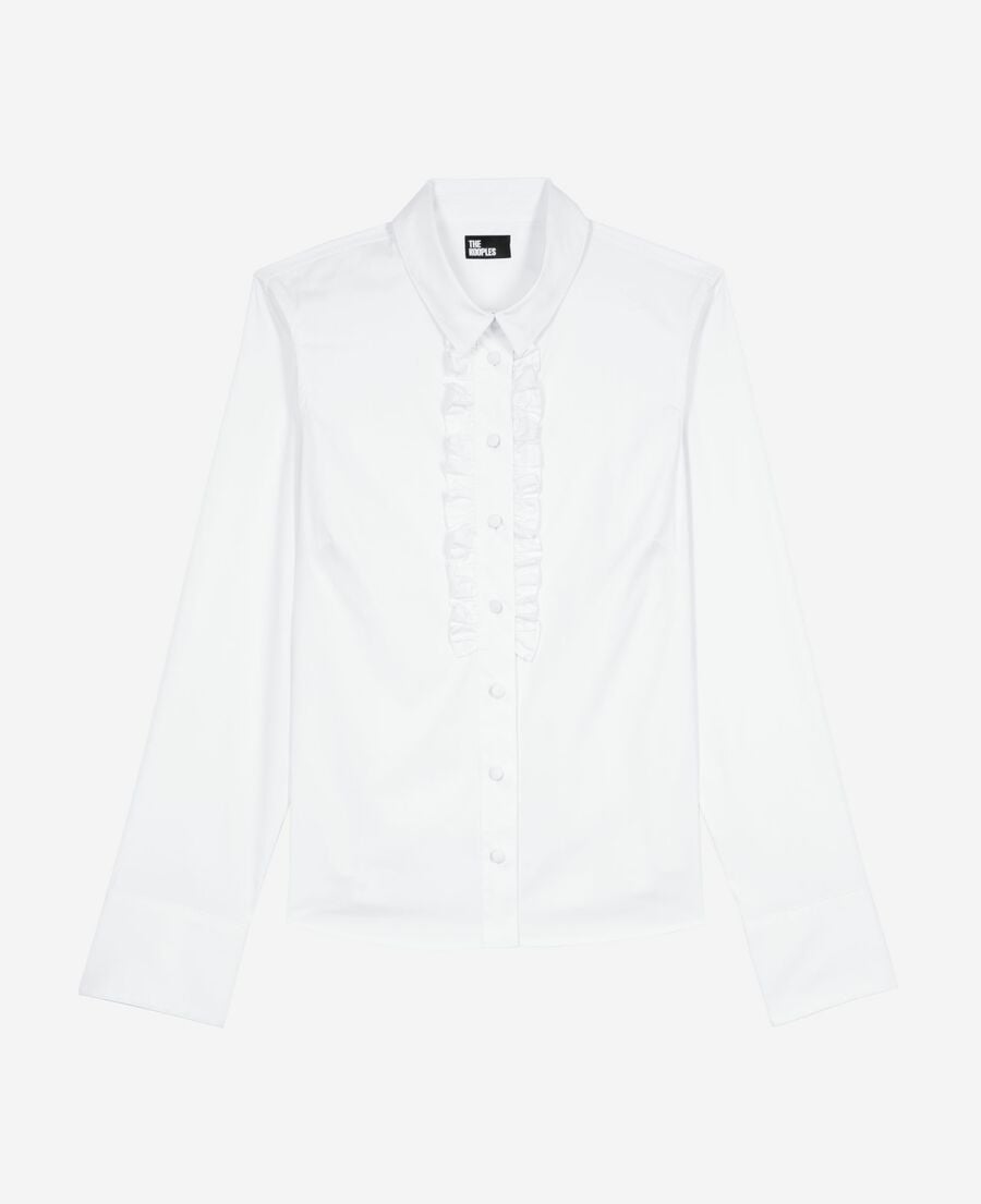 The Kooples WOMEN WHITE white poplin shirt with ruffles